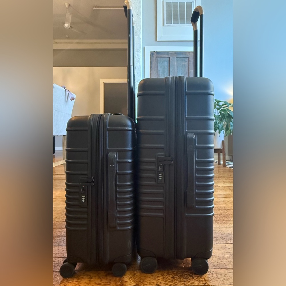 BEIS Black Rolling Suitcase Set
One Medium Check In Roller
One Carry On Roller - Picture 2 of 10